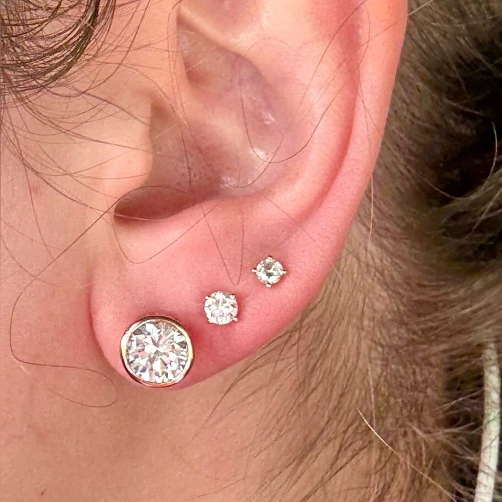 Rose gold vermeil CZ bezel earrings